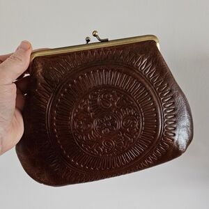 Patricia Nash Vintage Style Brown Embossed Clutch